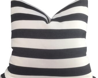 Black and Ivory Striped Pillow Cover: Geometric Cotton Bed Sham