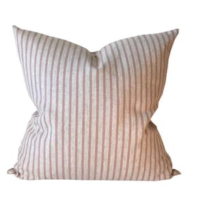 Farmhouse Pillow Cover Stripe Blush Pillow Cover Ticking Striped Pillow Modern Sofa Cushion Pink Stripe Bed Pillow