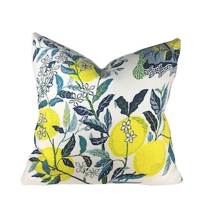 Schumacher Citrus Garden Designer Pillow Cover Pool Blue High End Decorative Sofa Pillows Yellow Linen Bed Sham