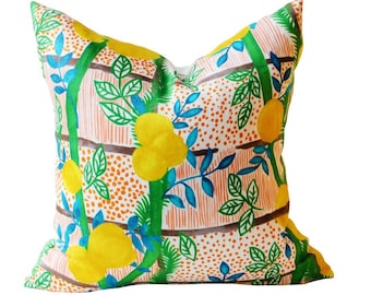 Garden Party Designer Pillow Cover in Colorway Fruit Punch Garden Toss Pillow Cove Jim Thompson Pillow Summer Sofa Cushion