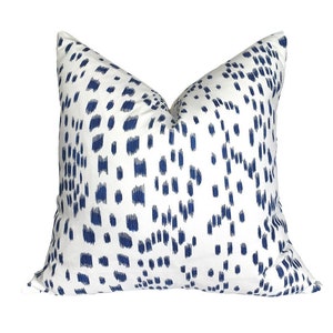 Brunschwig Fils Les Touches Designer Pillow Cover, Blue Cheetah Pillow, Modern Pillow Cover