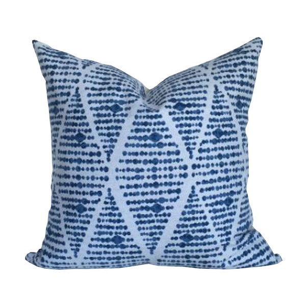 Lyndhurst Designer Pillow Cover in Colorway Dresden, Blue Geometric Pillow Cover, Single Sided