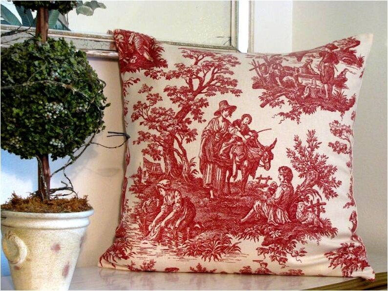 Toile Pillows French Country Pillow Cover Classic Red Toile Etsy