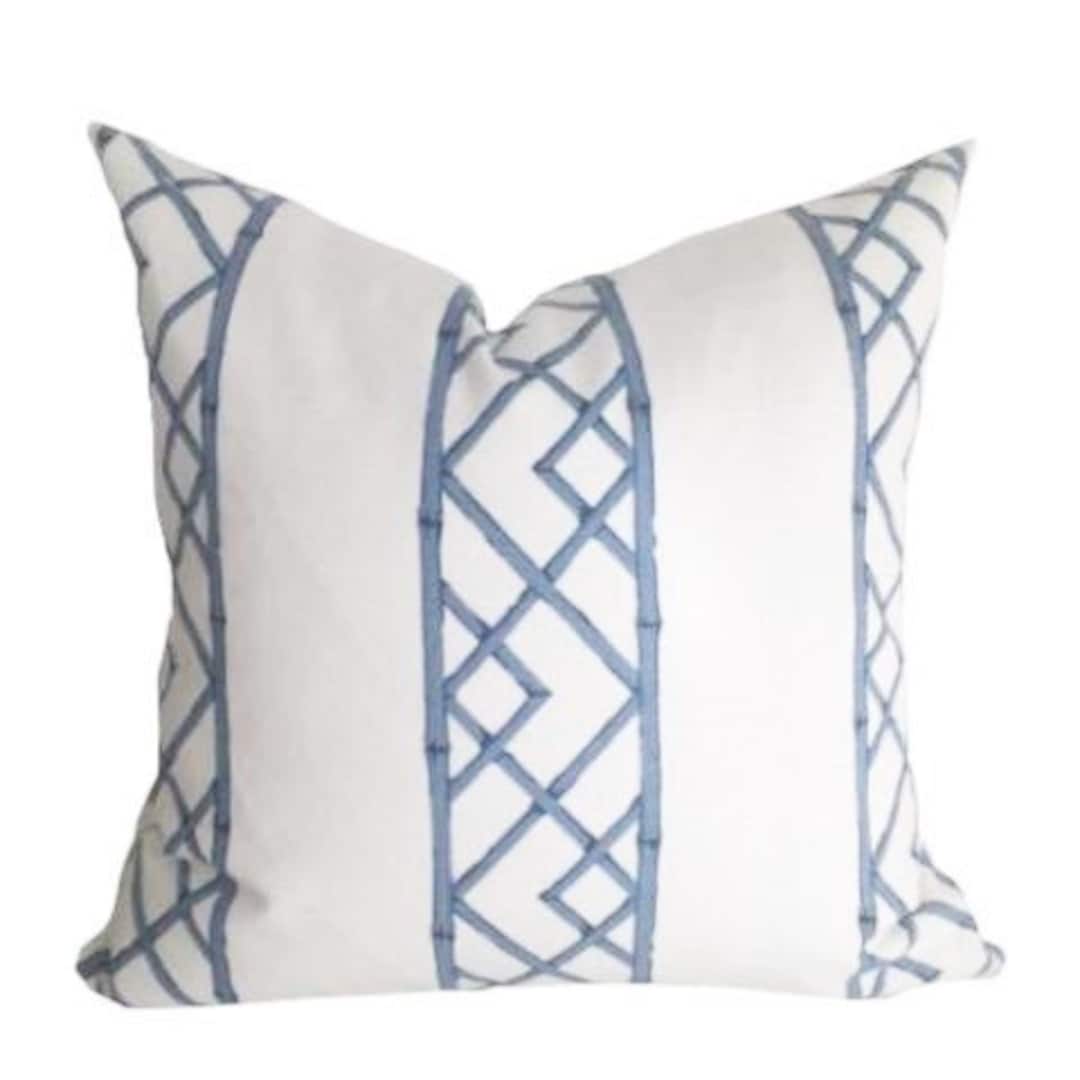 Kravet Latticely Designer Pillow Cover in Ultramarine, Blue Lattice