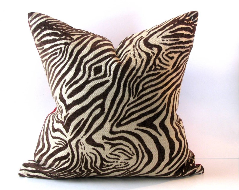 Zebra Pillow Cover Brown and Ivory With Woven Zebra Pattern Etsy