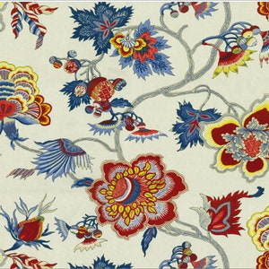 Designer Pillow Cover SAMOAN PLANTATION in Gem  Red and Blue Floral Pillow Cover, With Piping Option