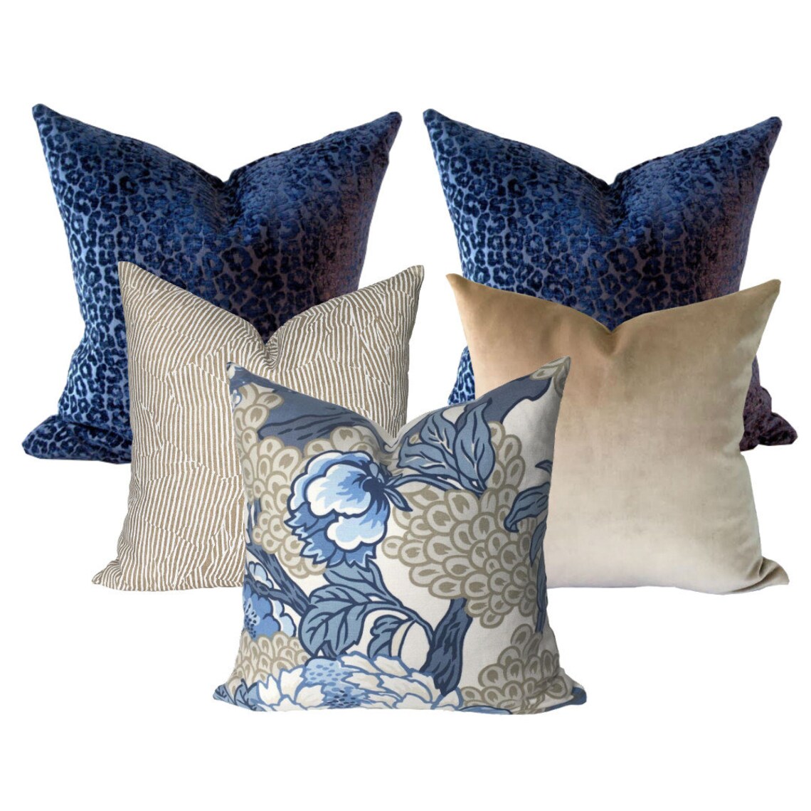 Blue Leopard Pillow Cover Chenille With Cheetah Designer Etsy