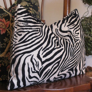 Black Zebra Animal Print Designer Pillow Cover Mancave Pillow Black and White Family Room Pillow Lumbar Sofa Pillow