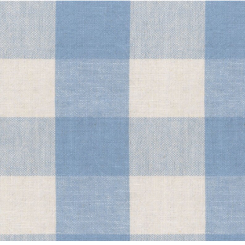 May include: A blue and white checkered fabric with a subtle texture.