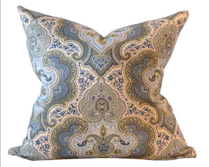 Blue Paisley Pillow Cover 18 X 18 Inches Etsy