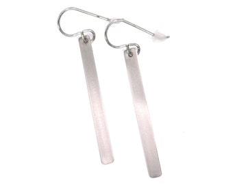 1.5" Pure Titanium Slim Rectangle Earrings
