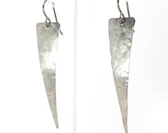 2" Long Hammered Titanium Inverted Triangle Earrings