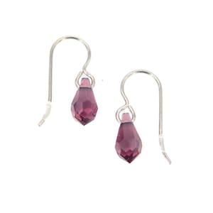 Amethyst Swarovski Teardrops on Titanium Ear Wires