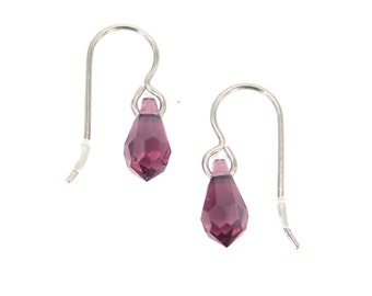 Amethyst Swarovski Teardrops on Titanium Ear Wires