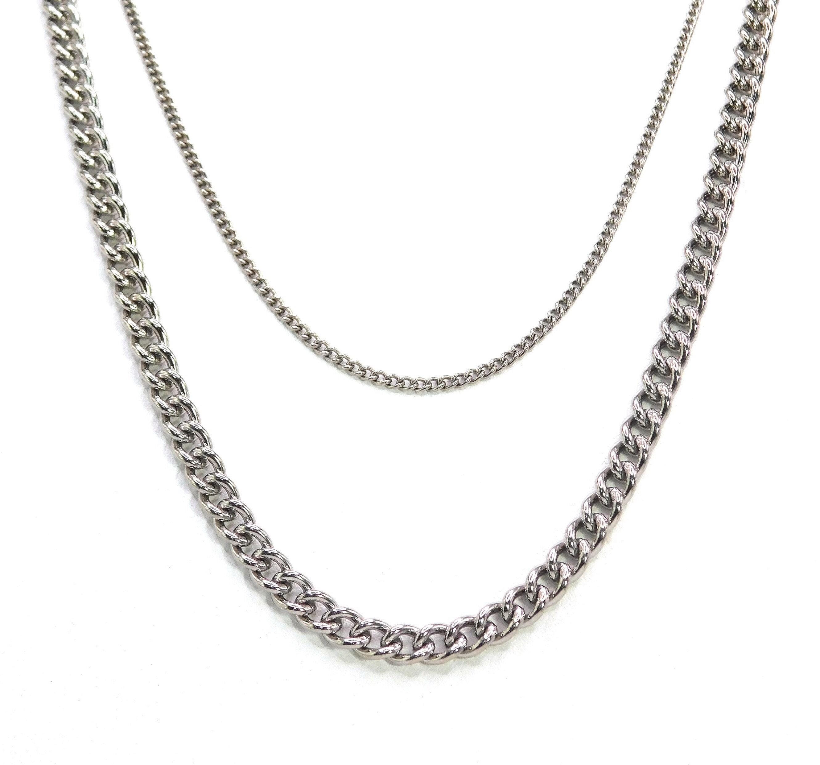 Collier Chaîne Torsadée Homme - Titane Acier - Argenté - Lot De 2