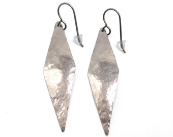 Titanium Hammered Geometric Diamond Shaped Earrings
