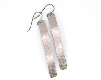 2" Textured Titanium Rectangle Earrings