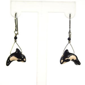 Swimming Orca Whales on Titanium Ear Wires