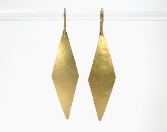 Titanium Hammered Geometric Diamond Shaped Earrings - Bronze color