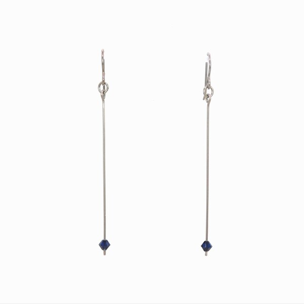 Long and Sleek Swarovski Midnight Blue Crystals on Pure Titanium Dangles