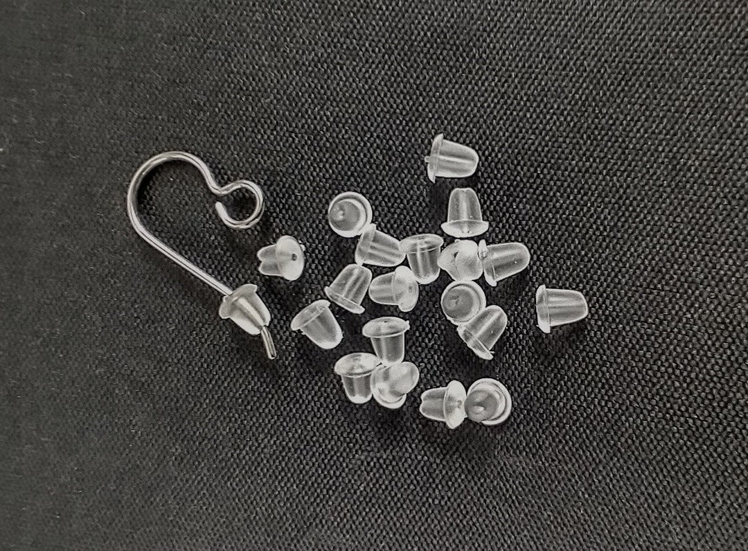Silicone Earring Backs 100-Pack Clear - Soft Rubber Stoppers, Plugs & Nuts For Ear Posts Earring Posts And Backs - Foto 6