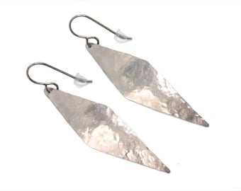 Titanium Hammered Geometric Diamond Shaped Earrings