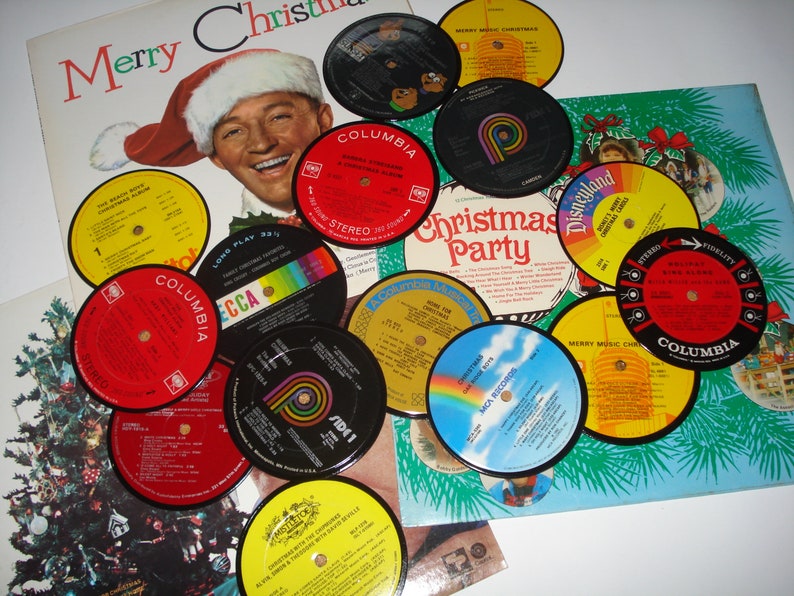 Christmas Coasters 4 Music Coasters for Drinks Upcycled Etsy