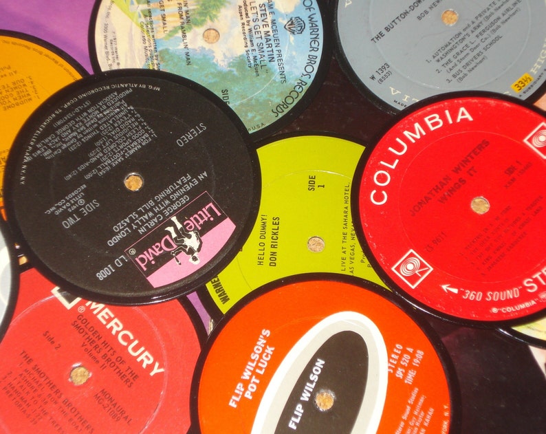 Comedy Album Coasters, Comedy Legends vinyl record coaster set, drink coasters image 1