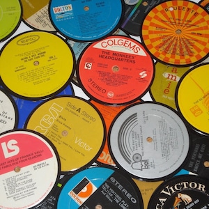 Oldies Rock Pop R&B vinyl record coasters, handmade drink coasters, music gift, record label coasters, 60s music