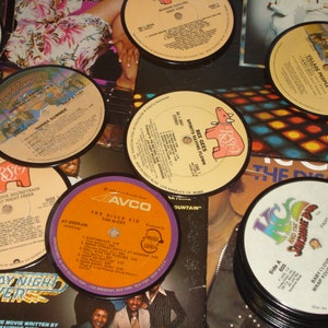 Disco Music Coasters, 4 disco vinyl record coasters, 70s music coasters for drinks, dance music image 2