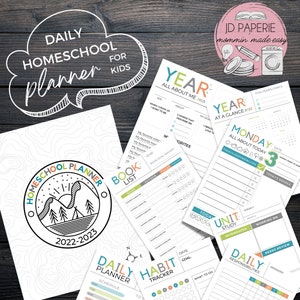 50% OFF Kids Daily Homeschool Planner | Daily Planner for kids | Printable Planner | Daily Routine Chore Chart | To Do List | Weekly Lessons