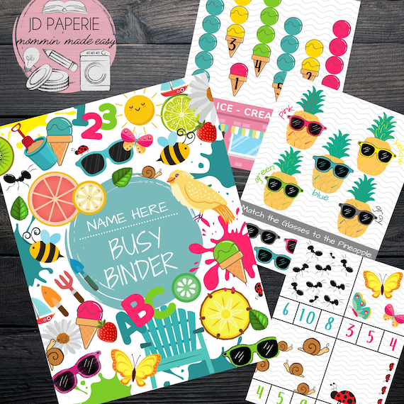 Summer P R I N T A B L E Toddler Busy Binder Busy Book