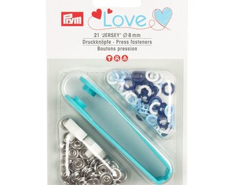 PRYM Love Jersey Druckknopfset 10x 6 Farben 8mm Durchmesser Messing
