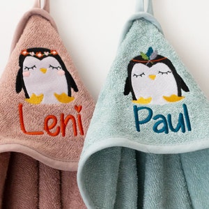 Hooded towel 80 x 80 cm embroidered with name bath towel baby baby bath towel personalized choice of color motif choice image 2