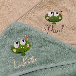 Hooded towel embroidered with name, 100 cm x 100 cm or 80 x 80 cm, many colors and designs, baby bath towel, personalized baby bath towel image 11