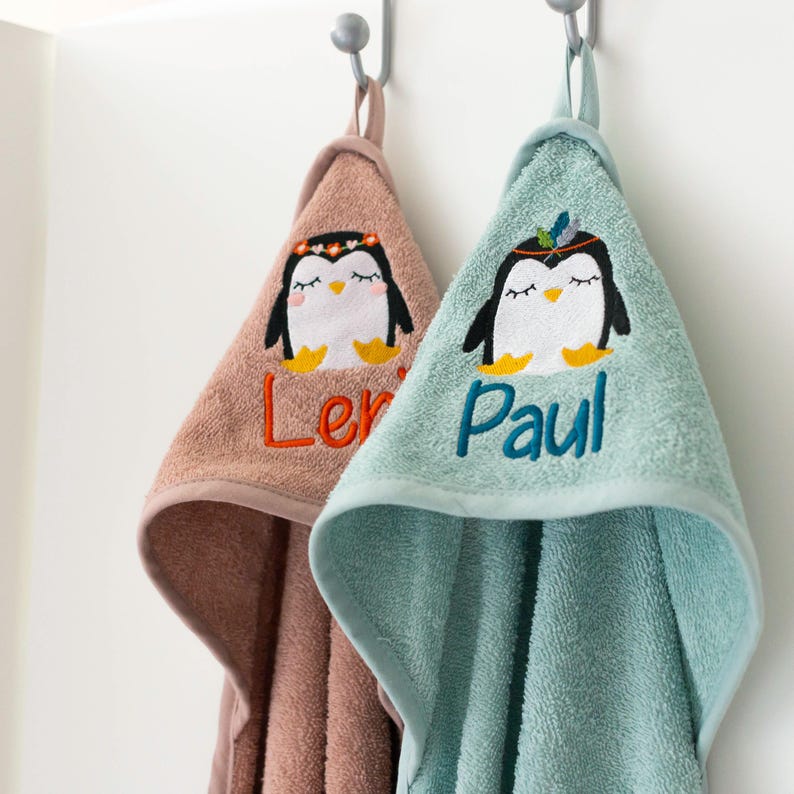 Hooded towel embroidered with name, 100 cm x 100 cm or 80 x 80 cm, many colors and designs, baby bath towel, personalized baby bath towel image 14