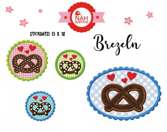 6 embroidery files - 10 x 10 and 13 x 18 - large embroidery series - pretzels