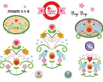 11 embroidery files - 10 x 10 and 13 x 18 - large embroidery series - beep beep