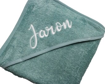 Hooded towel 100 cm x 100 cm or 80 x 80 cm embroidered with name Bath towel Baby baby bath towel personalized Color choice Choice of motif
