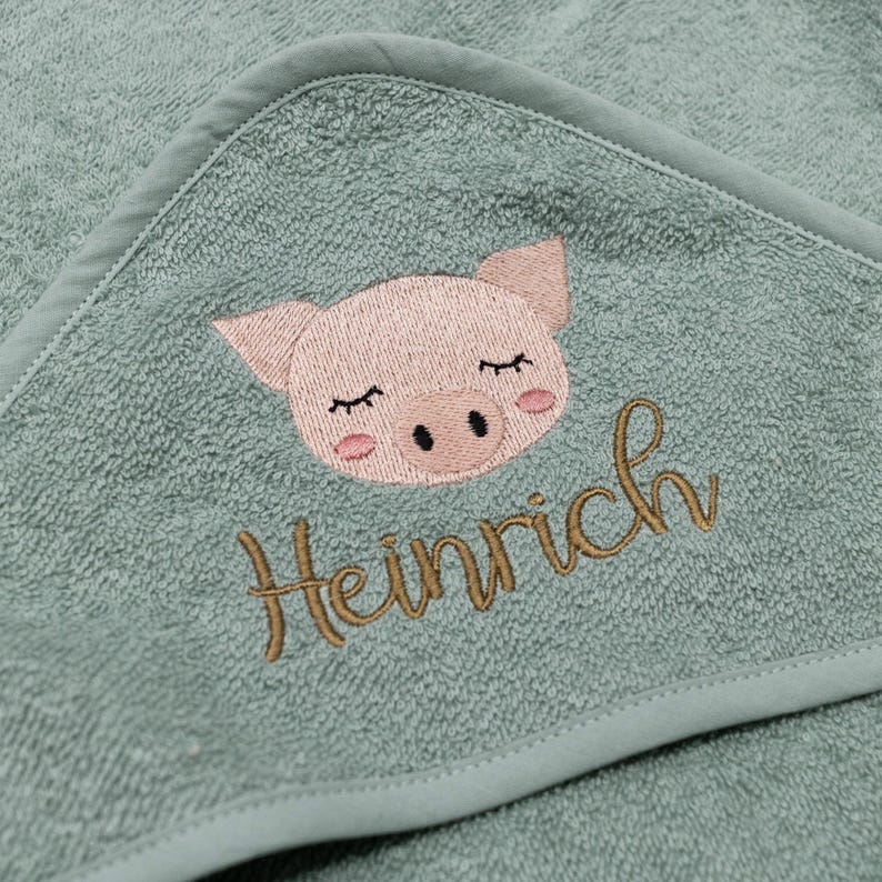 Hooded towel embroidered with name, 100 cm x 100 cm or 80 x 80 cm, many colors and designs, baby bath towel, personalized baby bath towel image 13