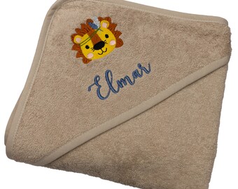 Hooded towel 80 x 80 cm embroidered with name Bath towel Baby baby bath towel personalized Color choice Choice of motif