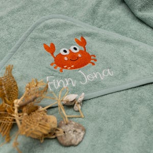 Hooded towel embroidered with name, 100 cm x 100 cm or 80 x 80 cm, many colors and designs, baby bath towel, personalized baby bath towel image 9