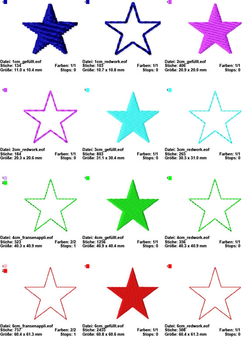 23 Stickdateien 10 x 10 und 13 x 18 große Stickserie Sterne Bild 3