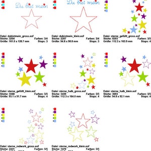 23 Stickdateien 10 x 10 und 13 x 18 große Stickserie Sterne Bild 2
