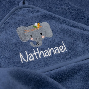 Hooded towel embroidered with name, 100 cm x 100 cm or 80 x 80 cm, many colors and designs, baby bath towel, personalized baby bath towel image 8