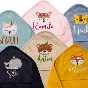 Hooded towel 100 cm x 100 cm or 80 x 80 cm embroidered with name bath towel baby baby bath towel personalized boy girl