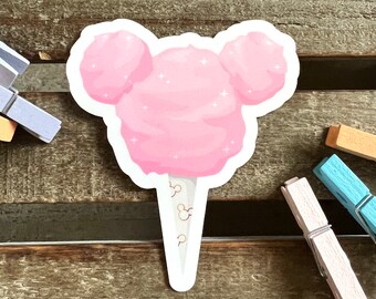 Disney Inspired Mickey Cotton Candy Decal Sticker Water Resistant for Water Bottles, Hydroflask, Laptop. Disney dessert theme. Pink