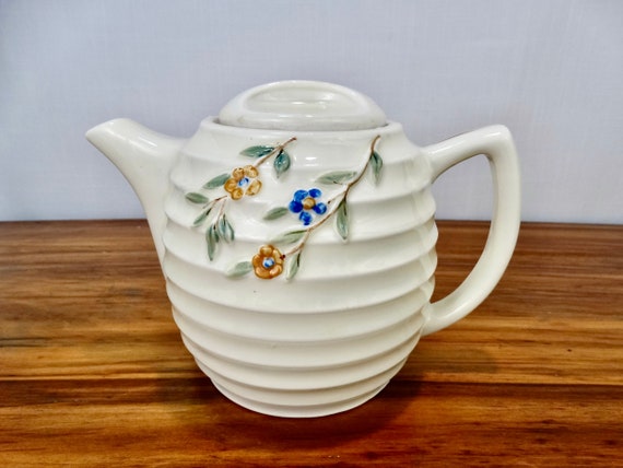 Porcelier Vitreous China - Beehive Teapot - Floral Spray