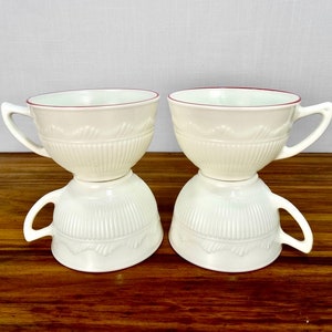 MacBeth Evans - Cremax - Oxford Red Band - 4 Cups - Chinex - Depression Glass