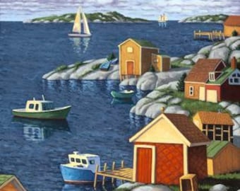Along the Shore  36" x 18" Stretched canvas print by Paul Hannon- Canadian Tax included- FREE SHIPPING Canada & US